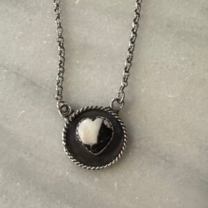 White Buffalo Heart Sterling Silver Necklace